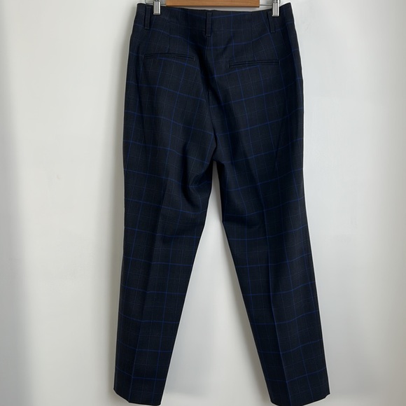 NWOT GAP Charcoal Grey with Royal Blue Plaid Print High Rise Trouser Pant SZ 12 - Picture 6 of 8